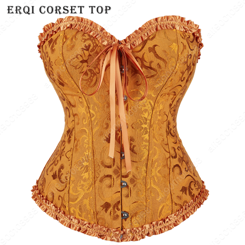Image of Elegant Victorian-Style Boned Corset Top with Floral Lace Trim – Plus Size Waist Shaping Bodyshaper in White and Black