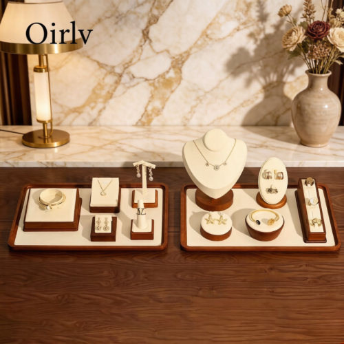 Imagen de Bandeja de Joyería de Madera Maciza con Soporte para Pulseras, Anillos y Collares – Organizador de Accesorios con Diseño Elegante y Natural