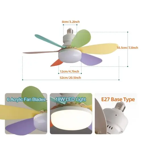 Image de Ventilateur de Plafond LED 21,5" avec Lumière et Télécommande