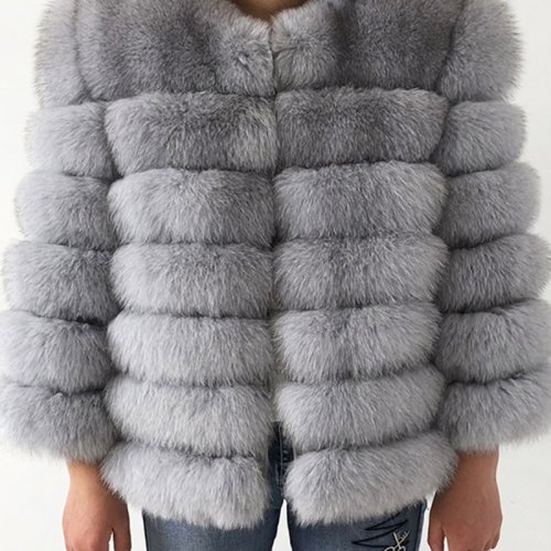 Image de Manteau Châle en Fourrure de Renard Véritable pour Femme