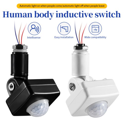 Immagine di Interruttore a Sensore di Movimento PIR 110V/220V con Rilevamento Automatico del Corpo Umano – Interruttore Luce Regolabile per Scale, Corridoi e Ambienti Interni