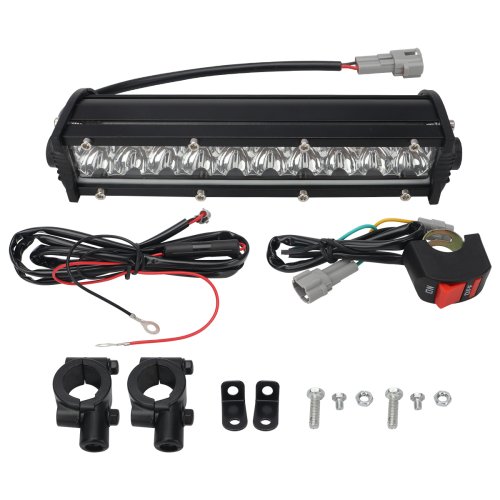 Imagen de Barra de Luz LED para Manillar de Motocicleta de 60W con Kit de Interruptor, Parpadeo Blanco y Amarillo, Compatible con Manillares de 7 a 8 Pulgadas