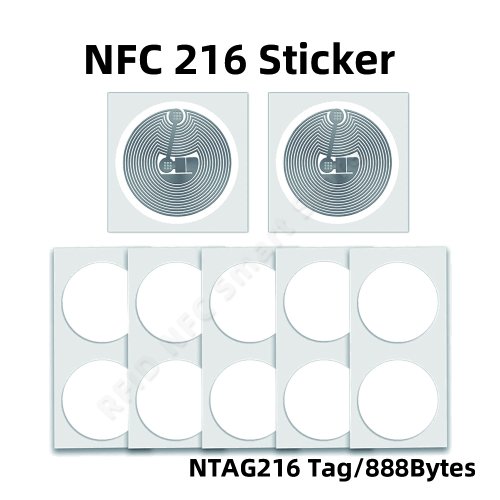 Afbeelding van 10 stuks NFC-tag NTAG216 zelfklevende stickers – RFID 13,56 MHz voor snelkoppelingen, automatisering en toegangscontrole op iOS en Android
