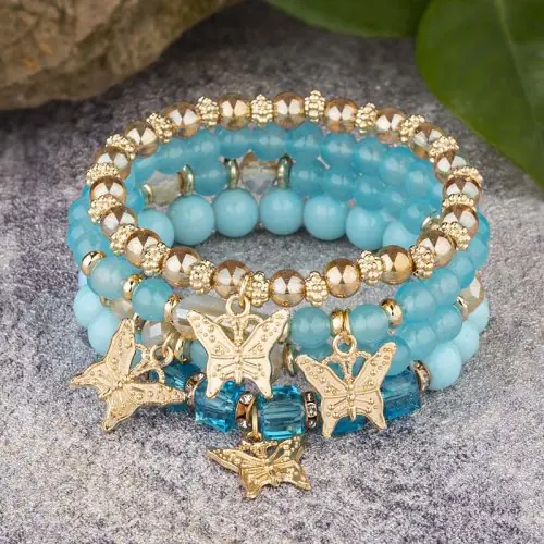 Image de Bracelets Papillon Roses - Ensemble Bohème Tendance