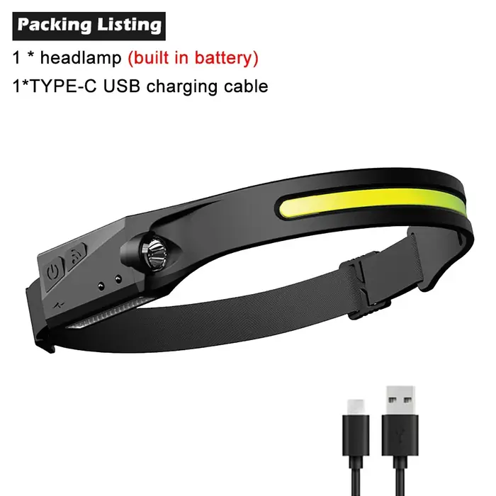 Image de Lampe Frontale LED Rechargeable avec Capteur et 5 Modes