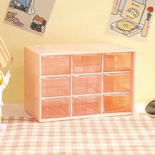 Immagine di Scatole portaoggetti da tavolo con 9 griglie, organizer, piccolo cassetto trasparente, scrivania per...