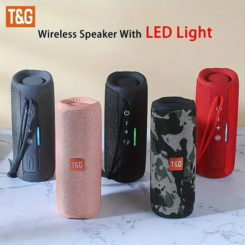 Imagen de Altavoz Bluetooth Portátil con Subwoofer Inalámbrico, LED de Graves Duales, Boombox Impermeable para Exteriores con FM, AUX, BT y Tarjeta TF