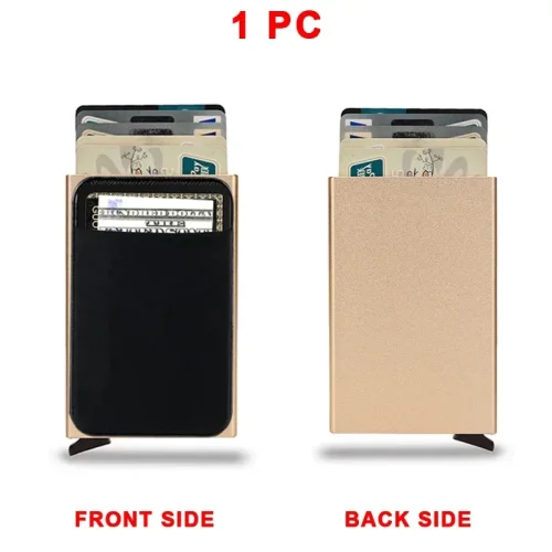 Imagen de Rfid Anti bloqueo Smart ID tarjetero para tarjetas de crédito bancarias cartera de Metal delgada hom...