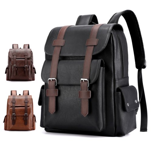 Image de Sac à dos homme en cuir PU - Grand format, idéal pour ordinateur portable