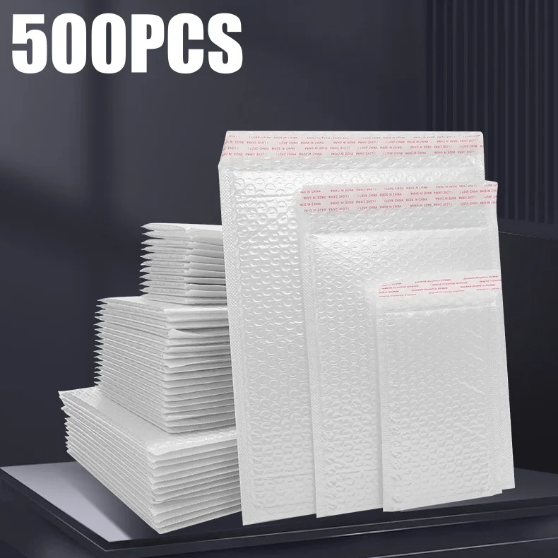 Image of 500-Pack White Foam Padded Envelopes – Self-Seal Bubble Mailers for Secure Shipping and Protective Packaging