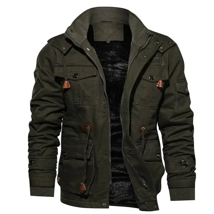 Image de Veste Homme Coton Épais Doublée Polaire - Style Décontracté Automne/Hiver