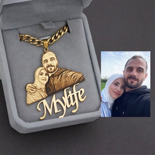 Colgante Personalizado con Foto Grabada en Placa – Collar con Retrato Único para Niños y Familia – Regalo Navideño Emocional y Duradero