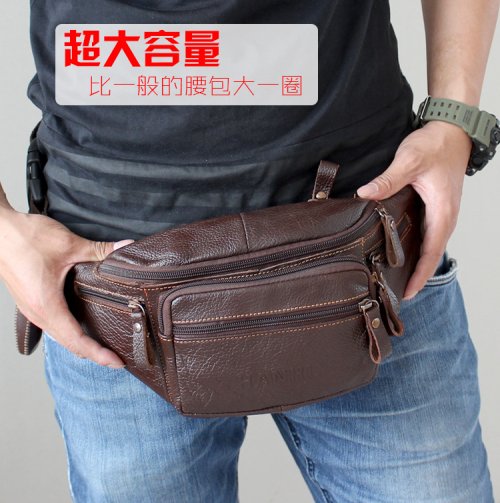 Bild von Echtes Rindsleder Gürteltasche Männer Lustige Packung Gürteltasche Handytasche Mehrere Taschen Wandern Laufen Und Radfahren Taschen Gürteltasche