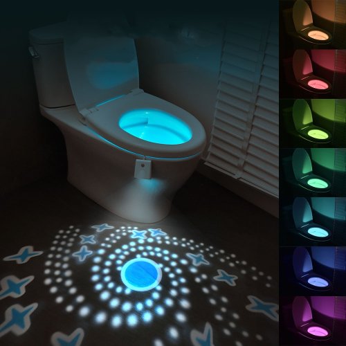 Immagine di Luci notturne per WC Luce per WC attivata dal movimento 7 colori che cambiano Decorazione per il bagno Luce notturna a LED Lampada da notte Luce intelligente