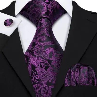 Image de Cravate Homme Violet Jacquard - Élégance Pour Mariage & Affaires