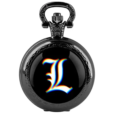 Image de Montre de Poche Quartz Noir - Pendentif Chic & Élégant