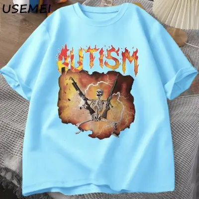 Image de T-Shirt Autisme Meme Squelette - Humour Vintage Unisexe