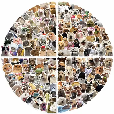 Image de Autocollants Kawaii Chat & Chien - 100-200 Pièces
