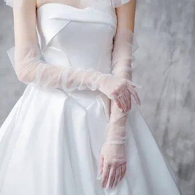 Image de Gants de Mariée Longs Transparent 70cm - Vintage & Élégant