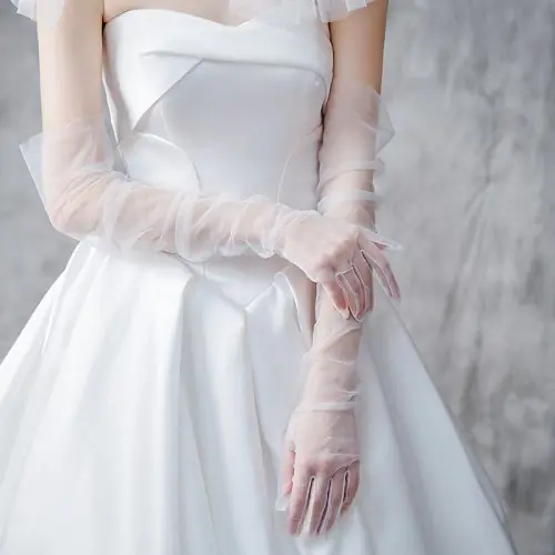 Image de Gants de Mariée Longs Transparent 70cm - Vintage & Élégant