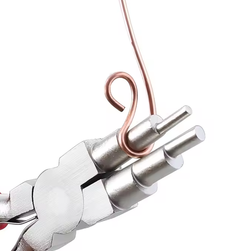 Image of Professional 6-Piece Carbon Steel Jewelry Pliers Set with Round Nose, Needle Nose, Wire Looper & Bail Making Tools for DIY Ring Crafting