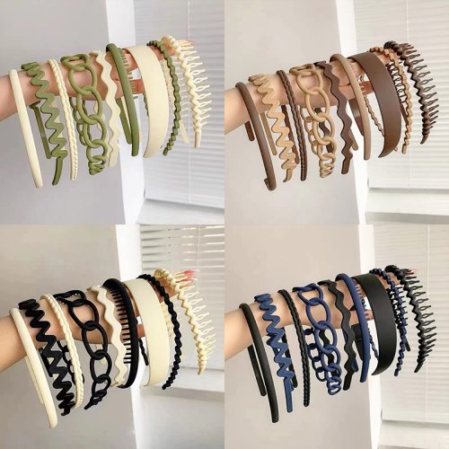 Bild von 9-teiliges Set Anti-Rutsch-Haarband mit Hoop-Design – Mattes Stirnband für Damen und Herren zum Gesichtsreinigen, Multistil, Einfaches Haaraccessoire
