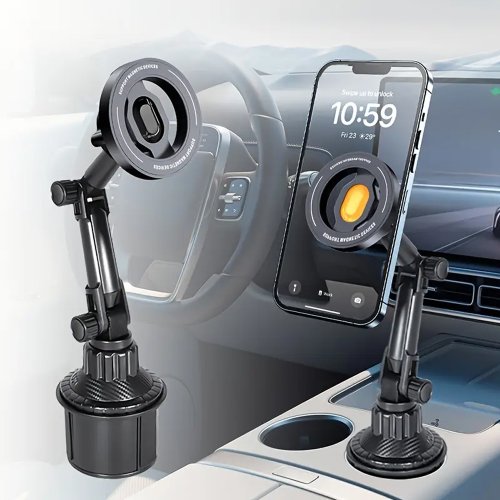 Imagen de Soporte Magnético para Teléfono con Instalación en Taza de Agua para Coche, Compatible con MagSafe iPhone 16, 15, 14, 13, 12, Samsung, Xiaomi y Otros, Soporte de Celda con Rotación 360°