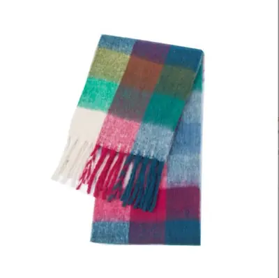 Image de Écharpe Femme Hiver à Carreaux – Grande Étole 38 x 230 cm