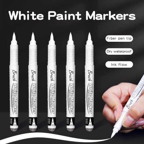 Imagen de Bolígrafos de Pintura Blanca con Tinta Líquida Acrílica de Punta Suave para Lienzo, Vidrio, Madera, Cuero y Cerámica - Juego de 2, 3, 6 o 10 Unidades