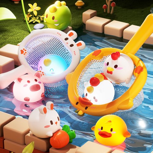 Immagine di Anatra Luminosa Galleggiante con LED per Bambini - Giocattolo da Bagno in Gomma Morbida, Illuminazione a Induzione, Ideale per Piscina e Vasca da Bagno