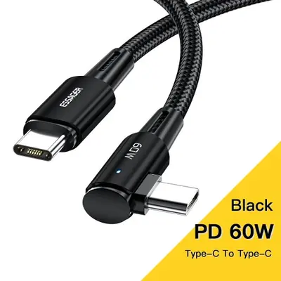 Image de Câble USB-C 90° 100W - Charge Rapide pour iPad, MacBook, Samsung, Xiaomi