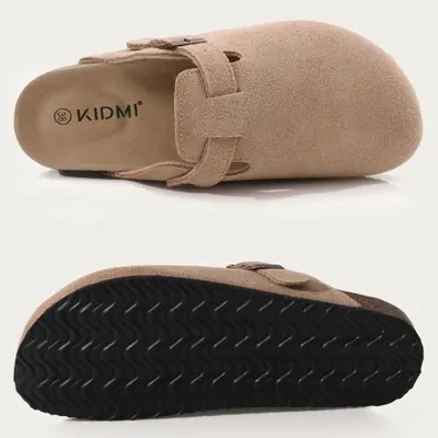 Image de Sabots en Daim Confortables - Mules en Cuir avec Semelle Liège