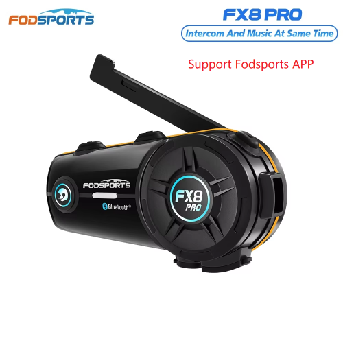 Afbeelding van Fodsports FX8 Pro Motorfiets Intercom met Bluetooth Helm Headset voor Moto Communicatie - 8 Riders, 2000m Bereik, FM Radio