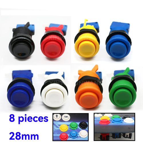 Image of 8-Piece HAPPS-Style 28mm Push Button Nut Set for Neo Geo & American Arcade Game Machines – Zero Delay Joystick Controller DIY Parts