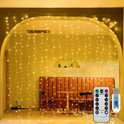 Image de Guirlande LED Rideau avec Télécommande - 3/4/6m