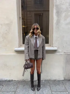 Image de Ensemble Veste & Short Rétro à Carreaux Femme