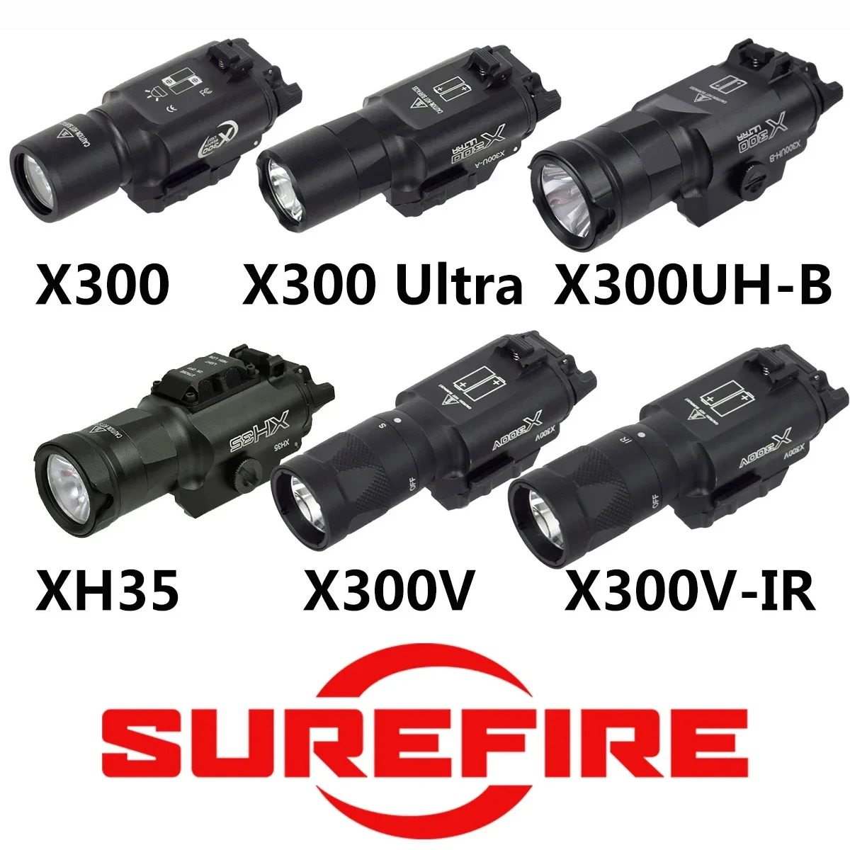 Image of Tactical SureFire X300 Ultra X300V X300V IR X300UH B XH15 XH35 Pistol Gun LED Light for 20mm Rail – High-Performance Airsoft and Hunting Flashlight
