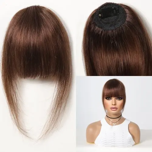 Image de Franges Naturelles Brunes - 100% Cheveux Humains