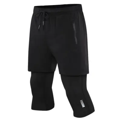 Image de Pantalon Court Sport Homme 2 en 1 - Compression & Séchage Rapide