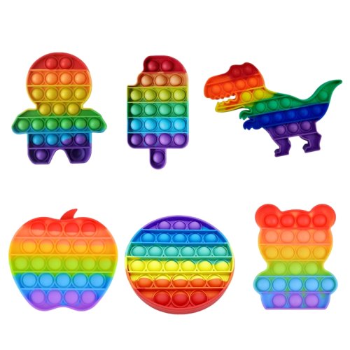 Imagen de Juguetes Anti-Estrés Arcoíris con Burbujas Pop para Niños: Dinosaurio Divertido y Sensorial, Ideal para Autismo y Alivio del Estrés