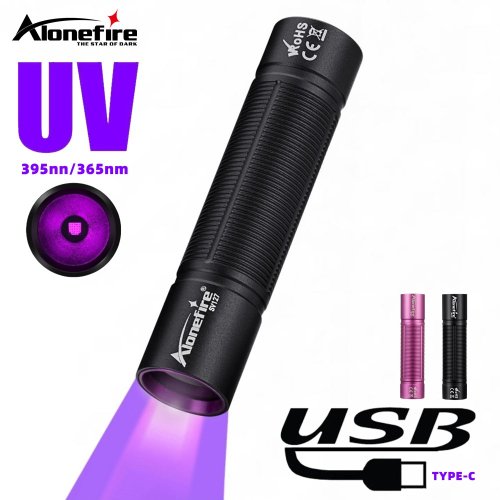 Zdjęcie Mini Latarka UV 365nm USB Akumulatorowa Lampa Ultrafioletowa Czarna do Znajdowania Śladów Kotów i Psów, Uryny, Pieniędzy, Fluorescencyjna