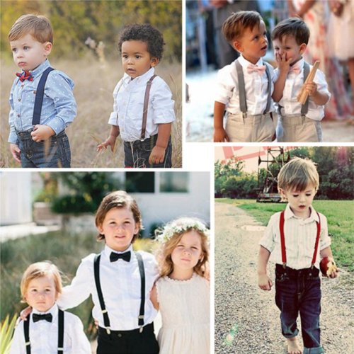 Afbeelding van Verstelbare Kinderbretels met Vlinderdas Set – Stijlvolle Mode voor Jongens en Meisjes, Perfect voor Babybruiloften en Speciale Gelegenheden