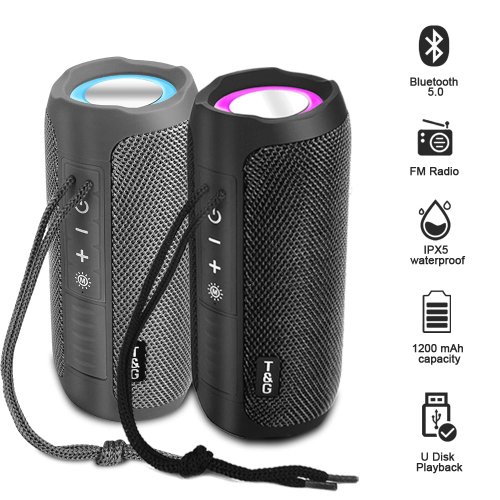 Immagine di Lampada Portatile Verticale Wireless con Altoparlante Integrato, Lettore Musicale USB/TF, Radio FM, Impermeabile per Feste e Uso Esterno