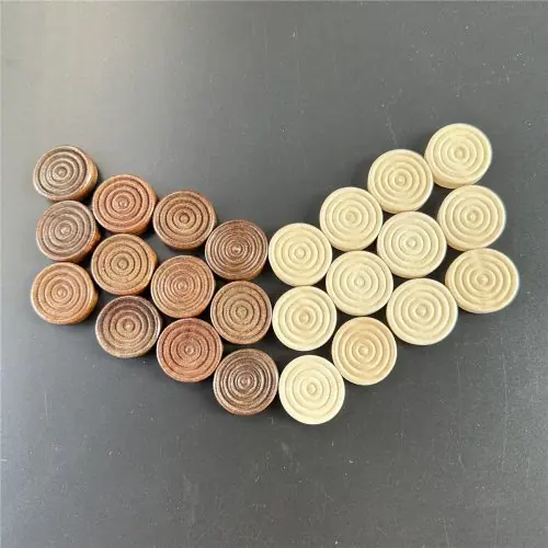 Image de Dames en Bois - 24 Pièces Rondes pour Jeux de Société