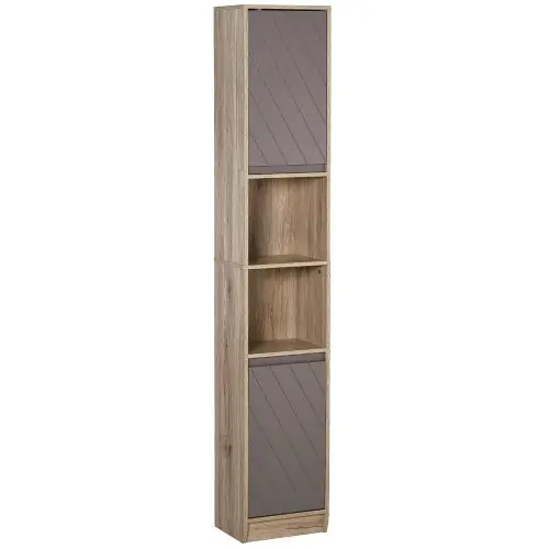 Image de Meuble Salle de Bain Colonne 2 Portes + Étagères