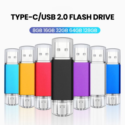 Zdjęcie Pamięć USB Type-C 2.0 – szybki pendrive 64 GB, 32 GB, 8 GB, 4 GB – zewnętrzny dysk USB, karta pamięci, przenośny nośnik danych