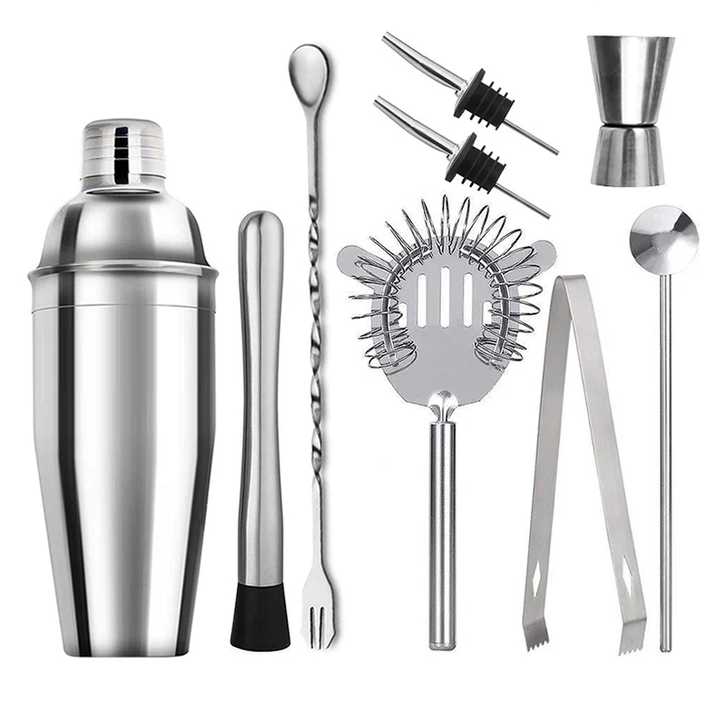 Imagen de Kit Profesional de Coctelería en Acero Inoxidable con Coctelera, Juego de Herramientas para Barman y Bolsa de Almacenamiento - Ideal para Preparar Cocktails como Martini y Margarita