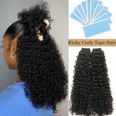 Image de Extensions de Cheveux Afro Bouclés - Bande Noire Chocolat