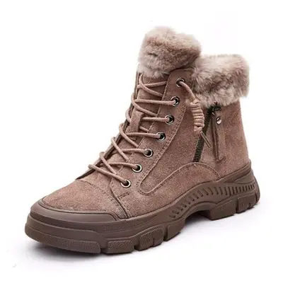 Image de Bottes de Neige Hiver Femme - Cuir Véritable & Peluche Chaude