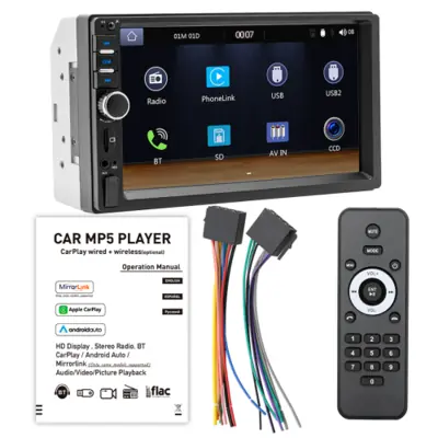 Image de Autoradio 7'' Android Auto & CarPlay - Bluetooth, MirrorLink, Lumières Colorées